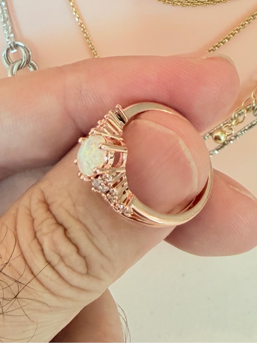 Rose Gold Opal Engagement Ring. - Picture 6 of 8